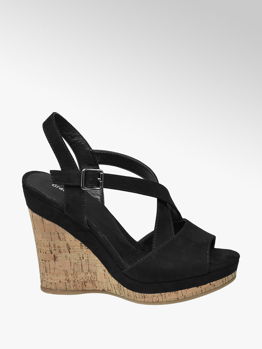 Damen Keil Sandaletten von Graceland in schwarz Sandalette von Graceland in schwarz DEICHMANN